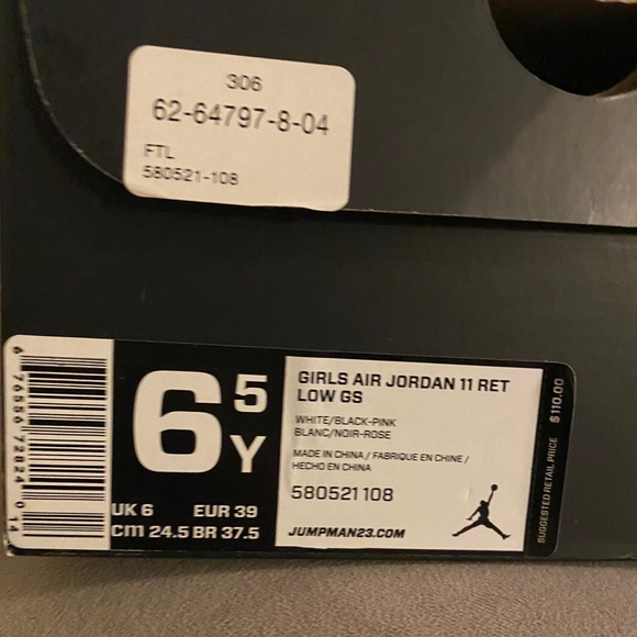 2013 Jordan 11 Low Snake - pink GS or youth 6.5 - Picture 10 of 11